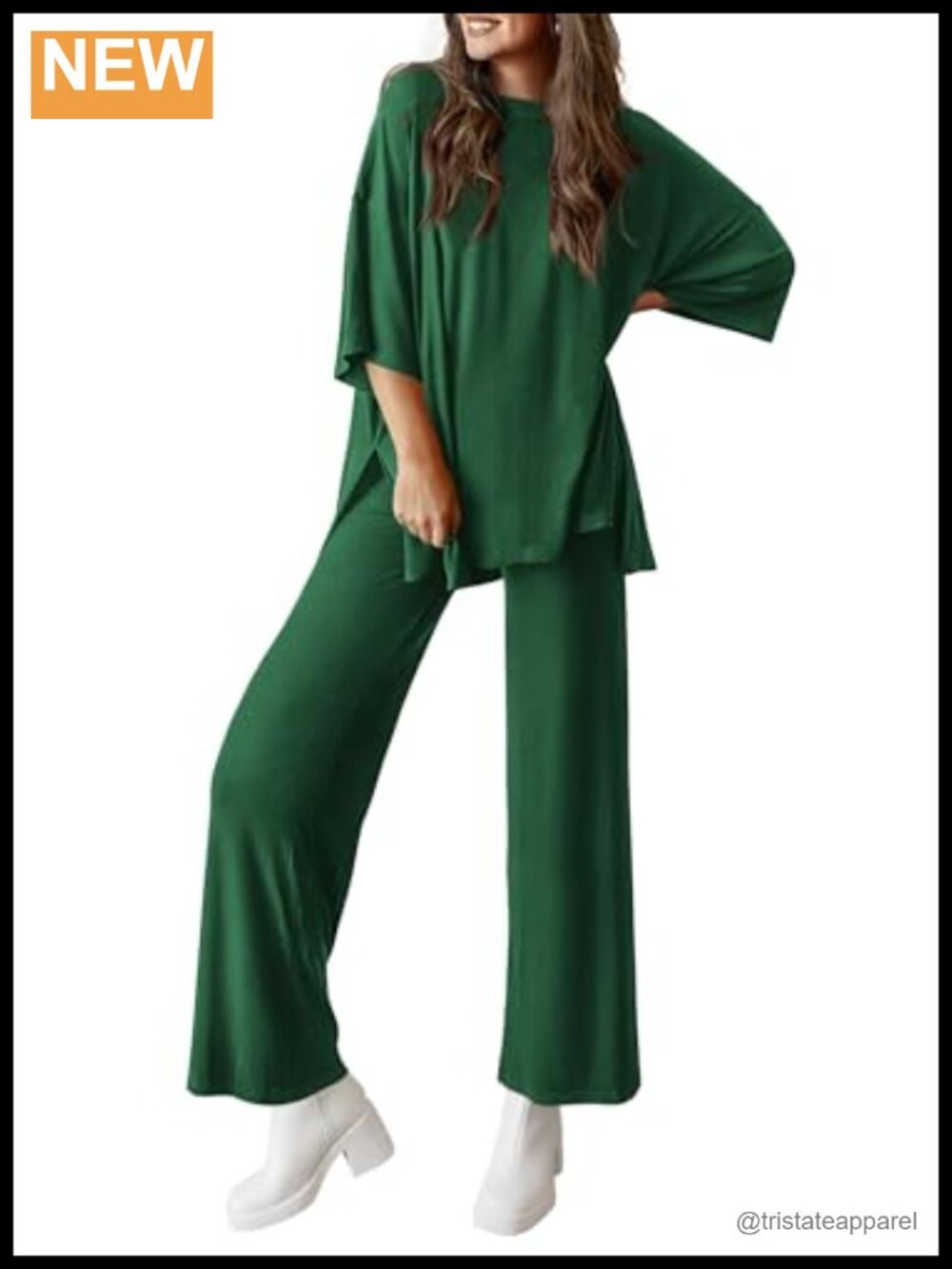 PRETTYGARDEN Women's 2 Piece Lounge Set Short Sleeve Wide Leg Pants Outfit